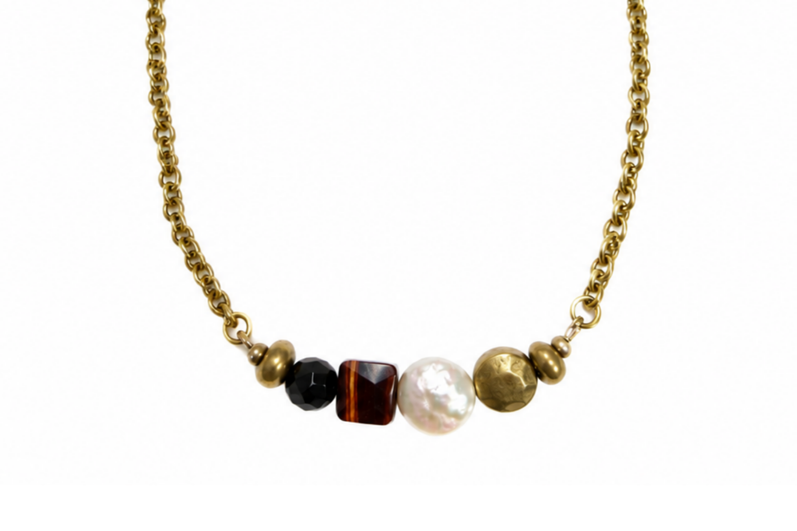 MERIDIAN: RED TIGER'S EYE & PEARL NECKLACE