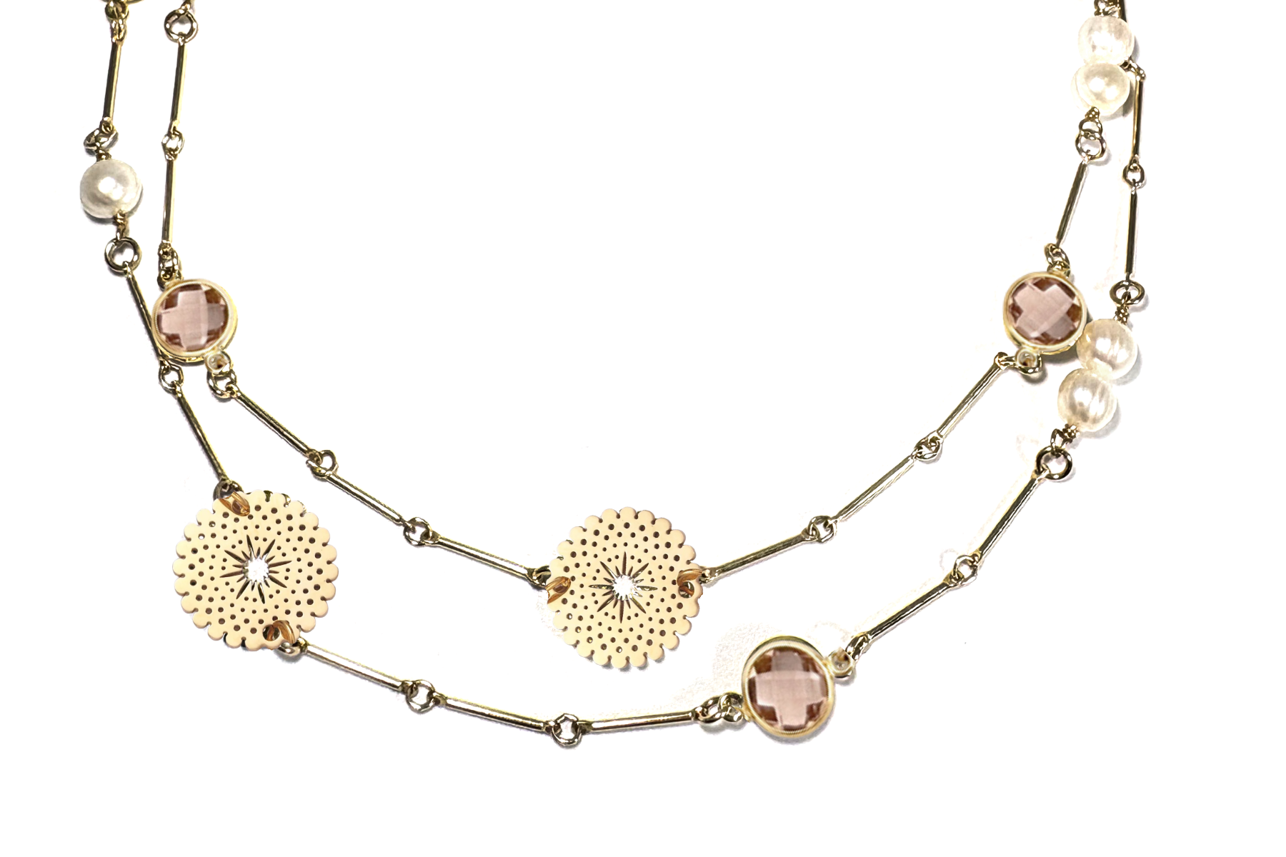 PEARL & GOLD HALO NECKLACE