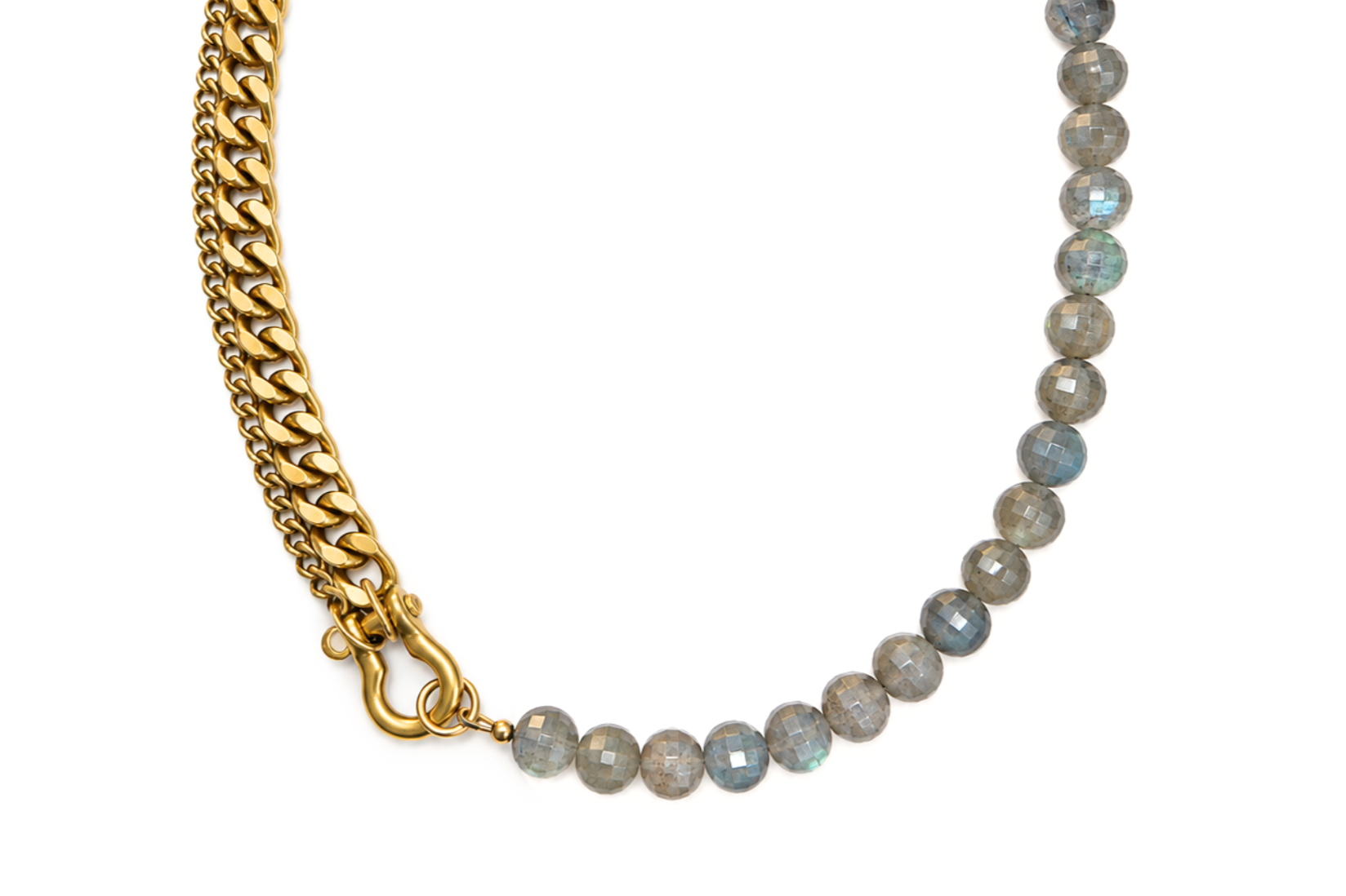 SHACKLE DUO: LABRADORITE COIN NECKLACE