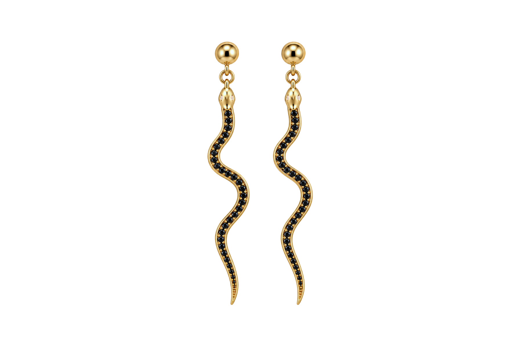 POST: PAVÉ BLACK SNAKE EARRINGS