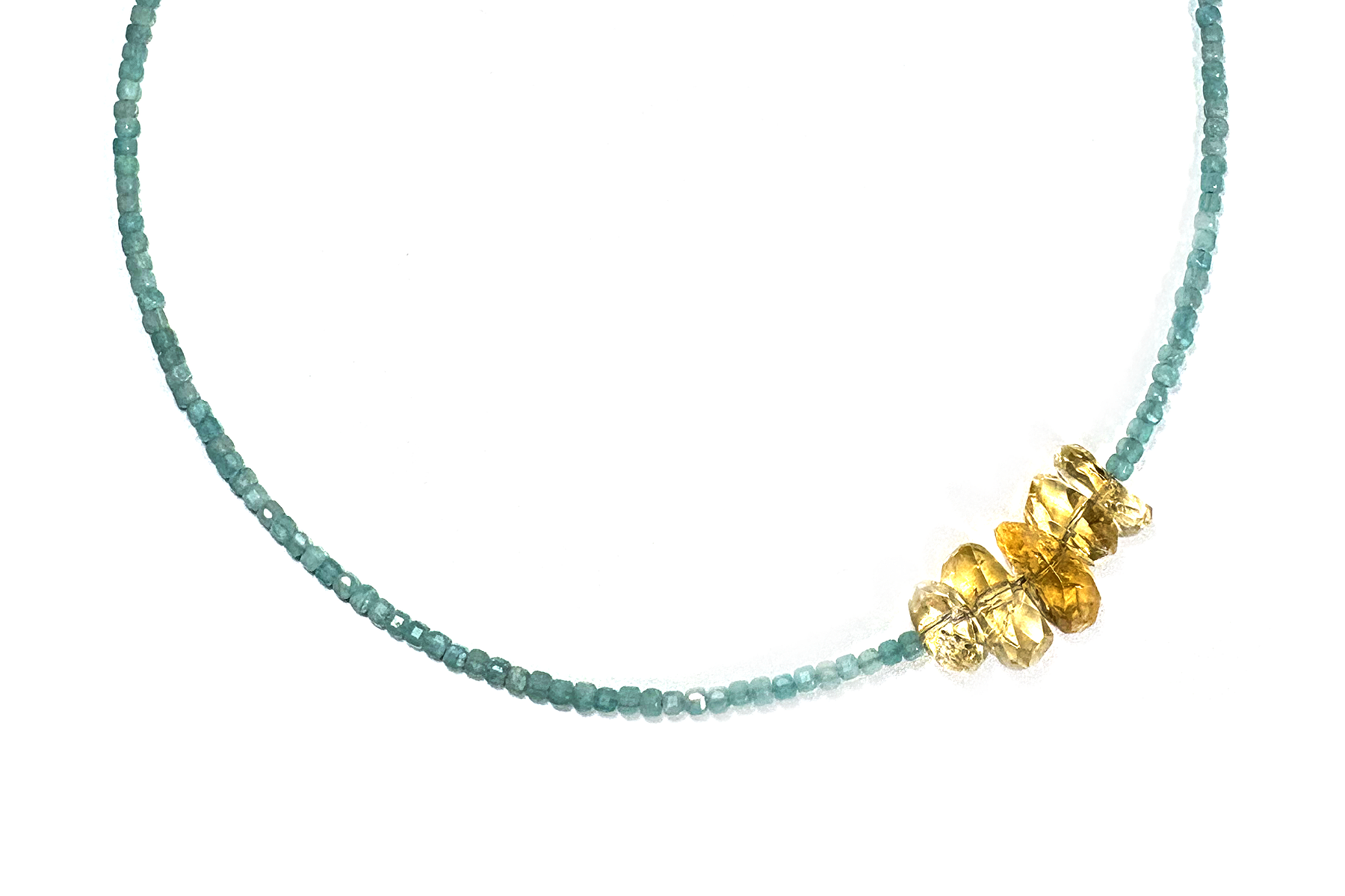 MINI BEADED: AMAZONITE & CITRINE NUGGETS NECKLACE