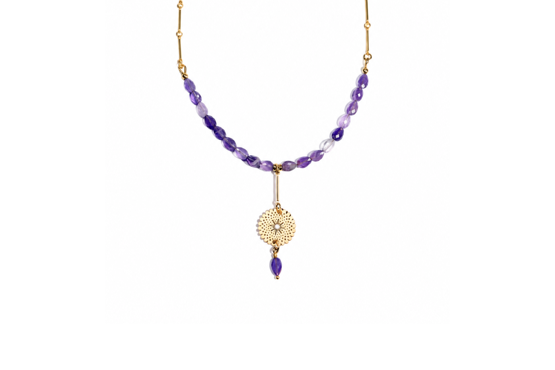 AMETHYST PEAR SHAPE Y NECKLACE