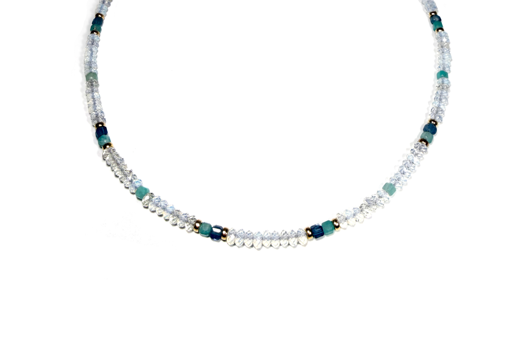 MINI BEADED OPALITE & SANTA MARIA AQUAMARINE NECKLACE