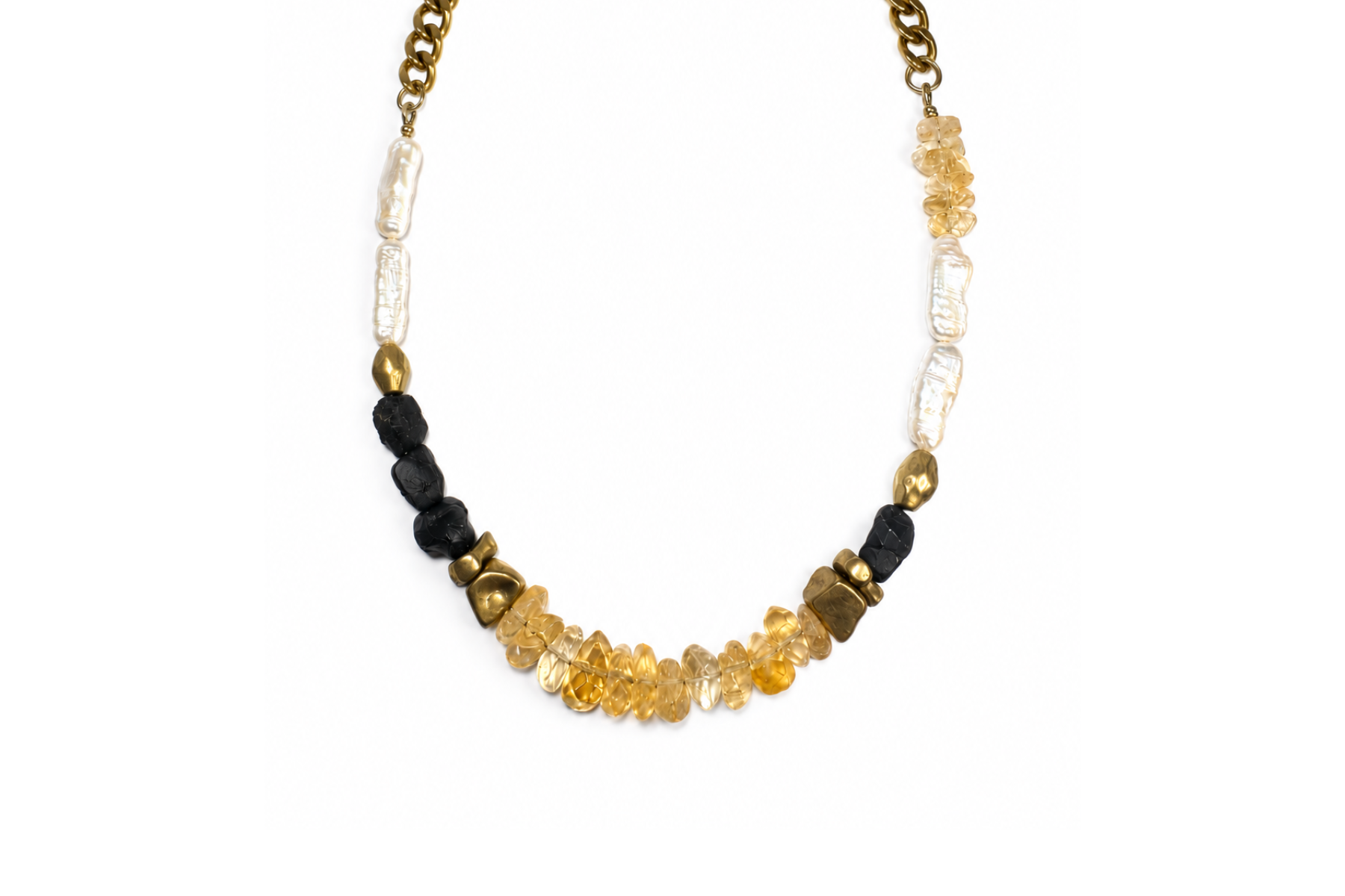 CITRINE SUNSET: RAW SPINEL | CITRINE | BIWA PEARLS NECKLACE