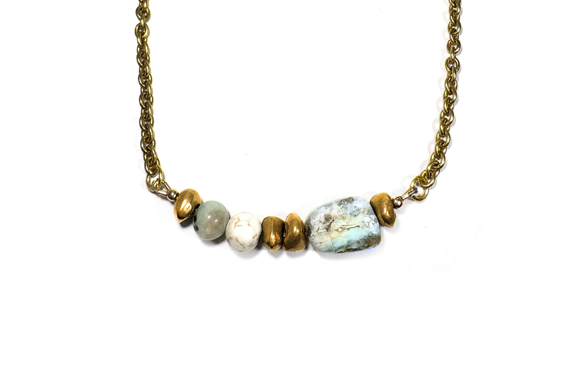 MERIDIAN: PERUVIAN OPAL & KIWI JASPER NECKLACE
