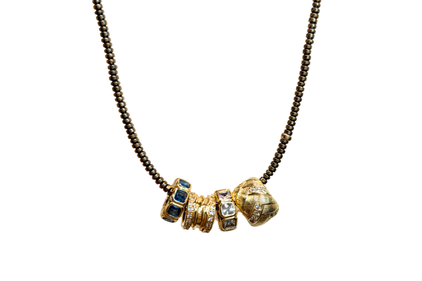THE RONDELLES ON PYRITE NECKLACE