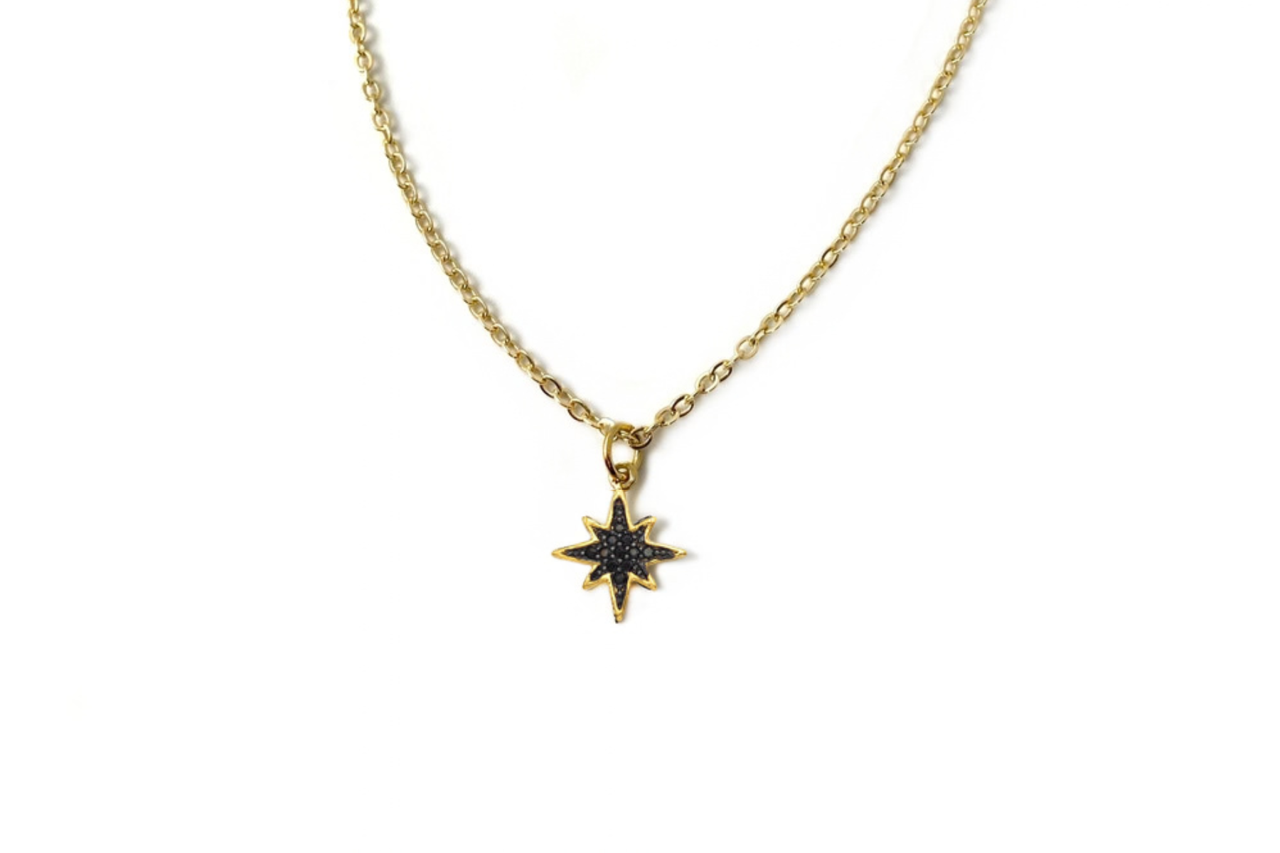 BLACK PAVÉ NORTH STAR NECKLACE