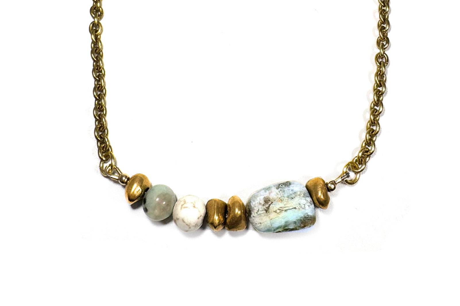 MERIDIAN: PERUVIAN OPAL & KIWI JASPER NECKLACE
