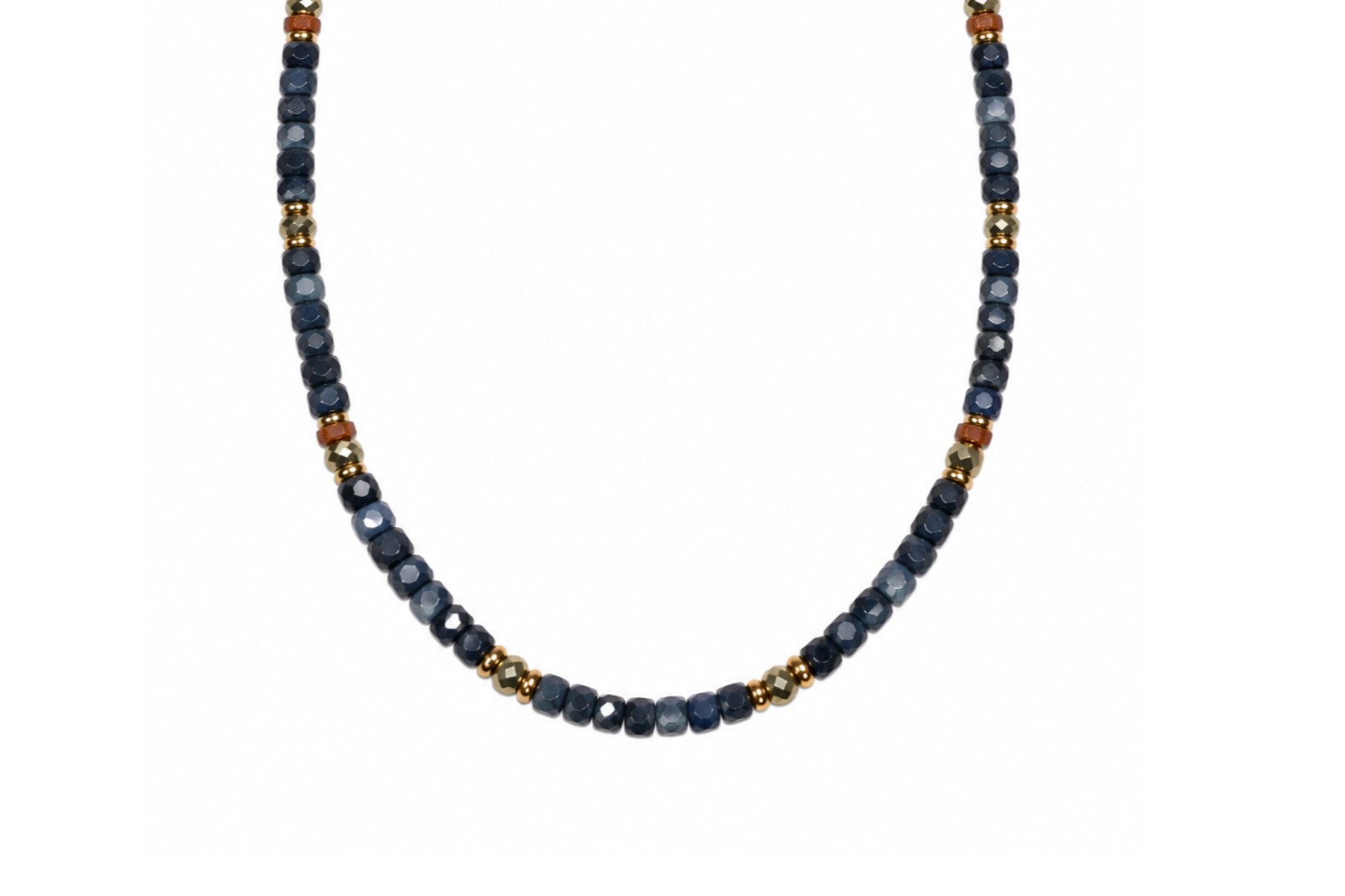 MINI BEADED BLUE SAPPHIRE & PYRITE NECKLACE