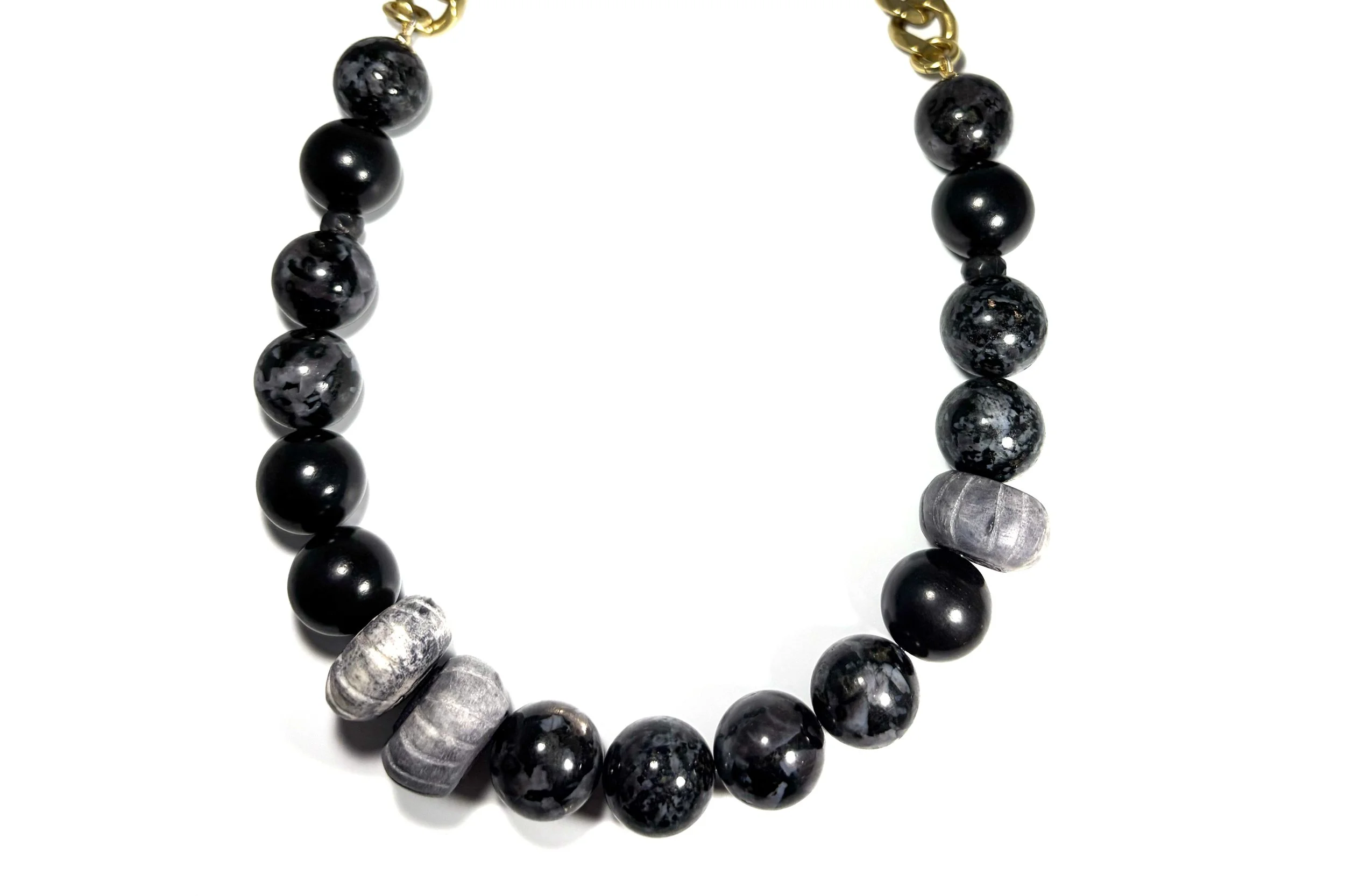 INDIGO GABBRO & BONE NECKLACE