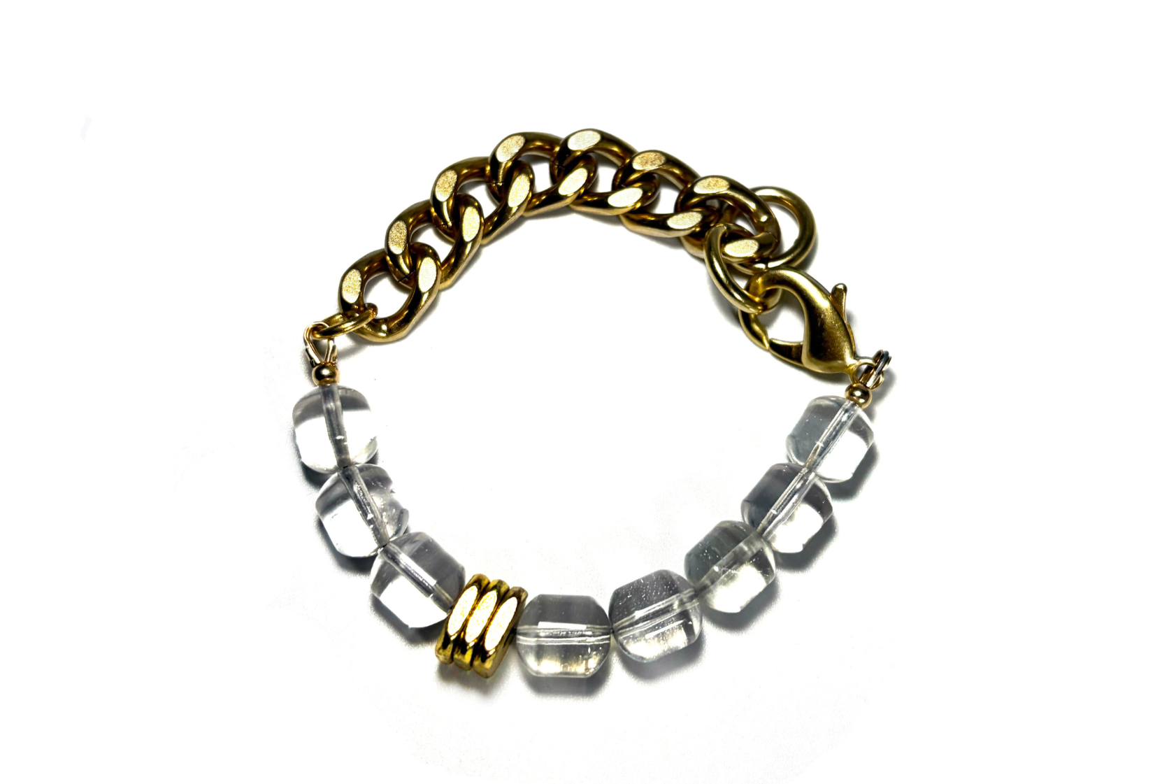 REMIX: ROCK QUARTZ & BRASS HEISHI BRACELET