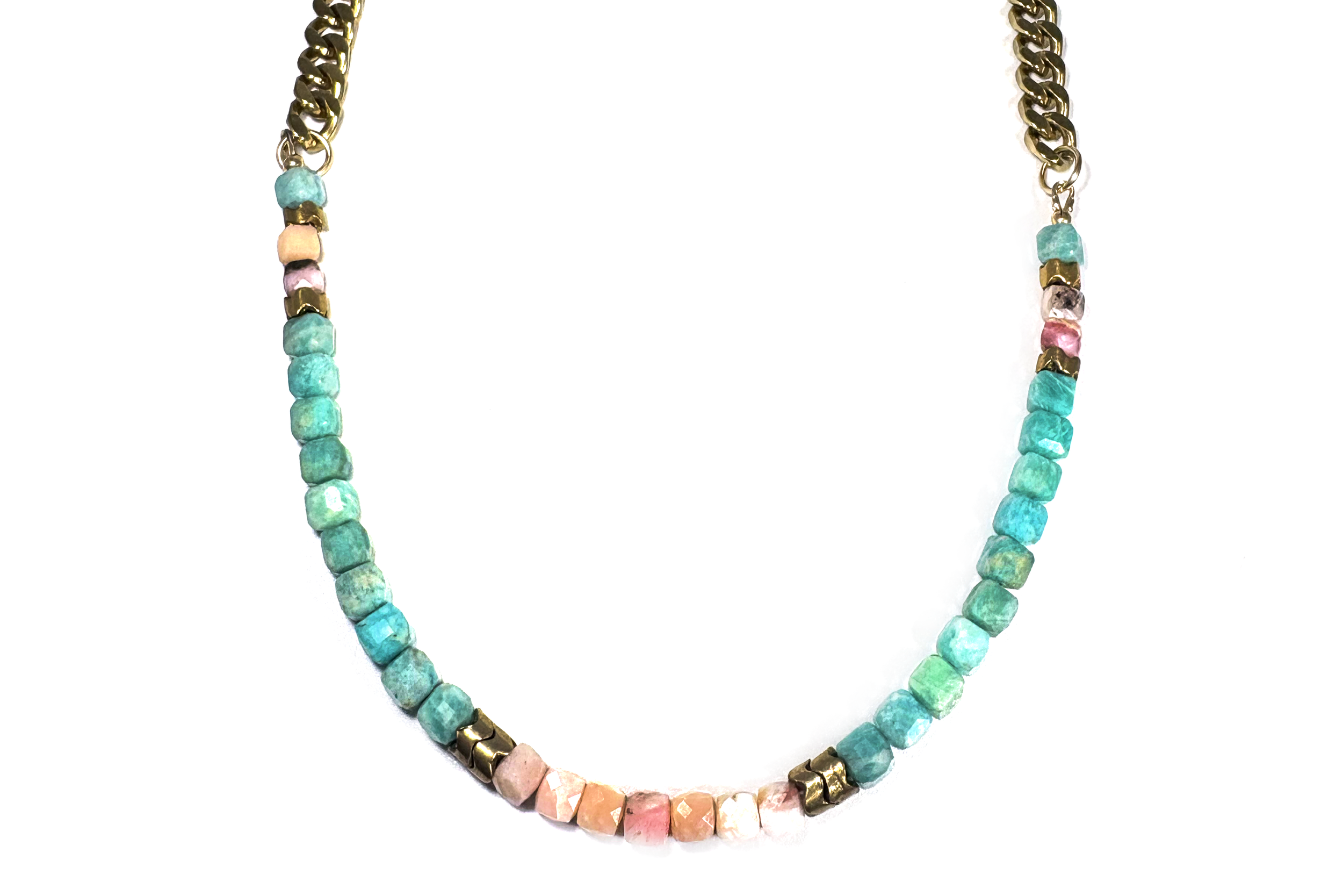 AMAZONITE & PERUVIAN PINK OPAL | CURB