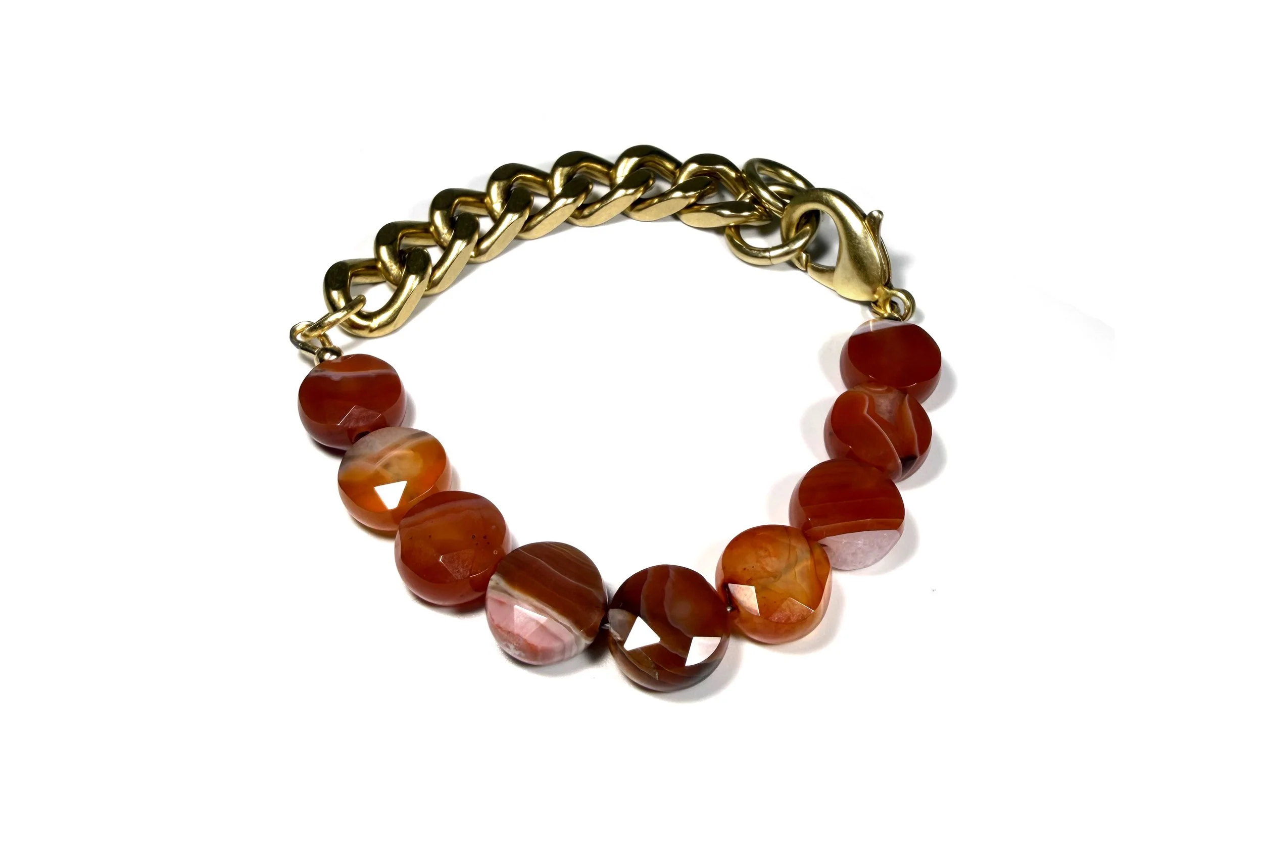 REMIX: RED BANDED AGATE COIN BRACELET