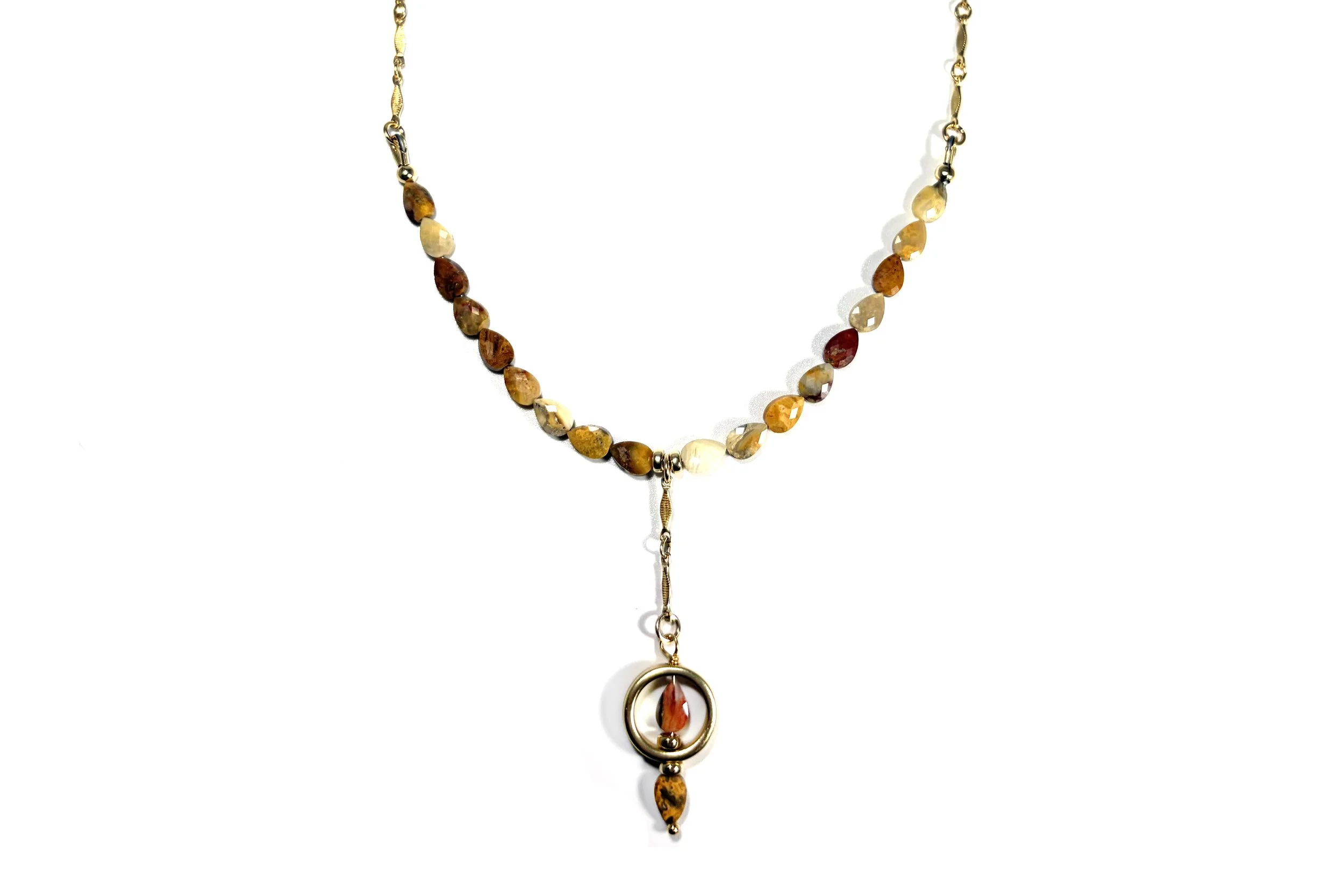 CRAZY LACE AGATE PEAR SHAPE Y NECKLACE