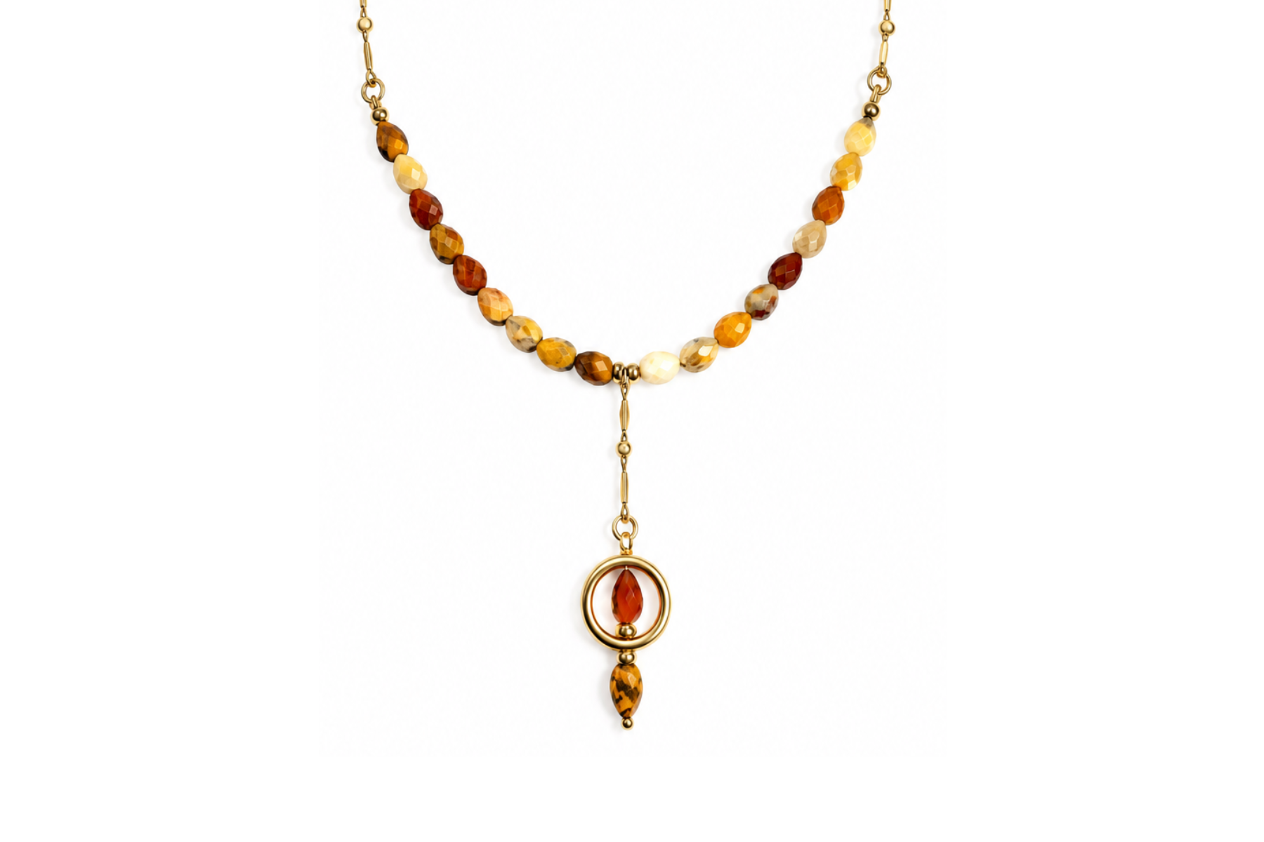CRAZY LACE AGATE LEAVES Y-NECKLACE