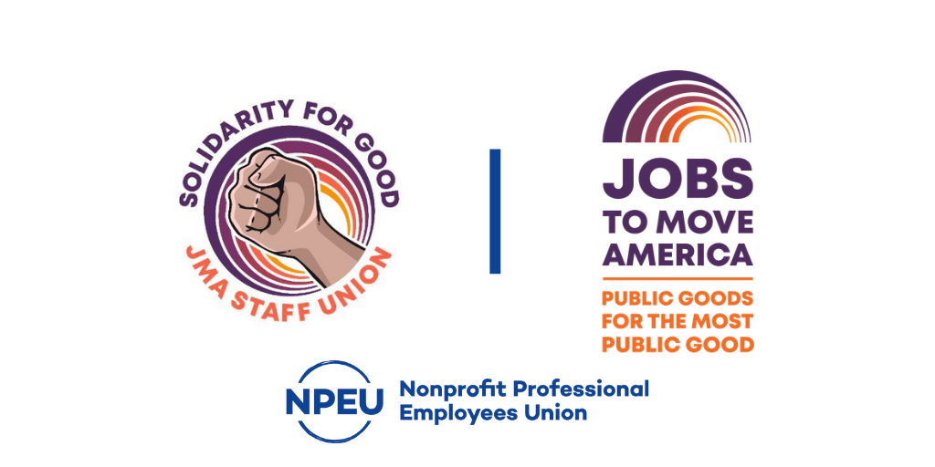 Jobs to Move America and the Nonprofit Professional Employees Union announce the signing of the organization’s first staff contract 