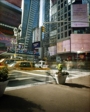 Rose Marasco: # New York City Pinhole # Photographs # April 3 – May 3, 2014 &lt;alt: Times Square photograph&gt;