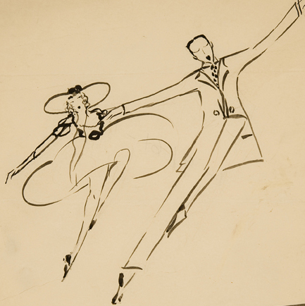 On With the Show: # Clara Tice Drawings of the # New York Stage # March 18 – April 30, 2011 &lt;alt: Drawing of woman and man dancing&lt;/&gt;