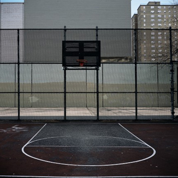 Photo of basketball court (dark tone)