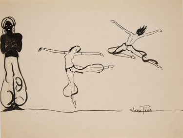 Drawing of three dancers