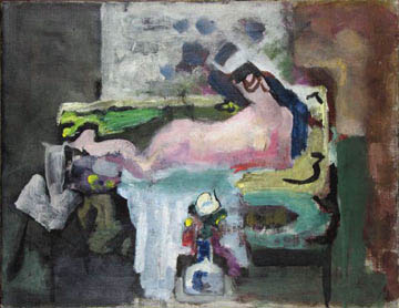 Abstract pink nude on sofa