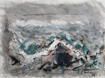 Abstract watercolor of fog