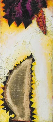 Abstract shapes on white/yellow background