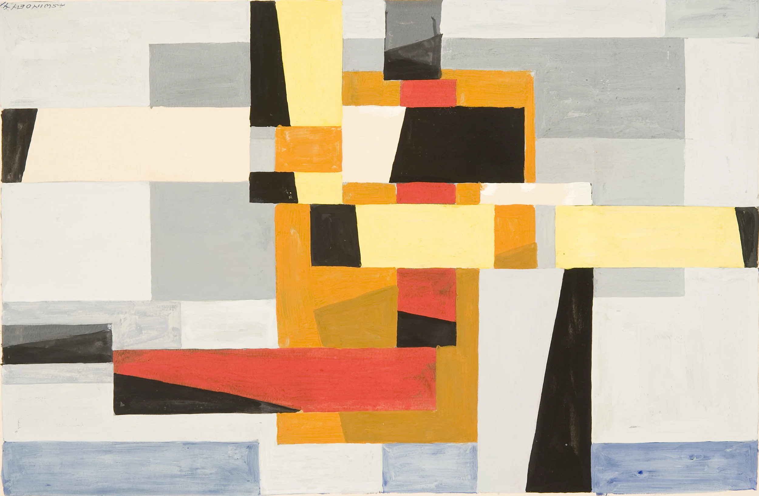 Copy of Abstract color blocks (yellow, red, orange, blue, black) intersecting