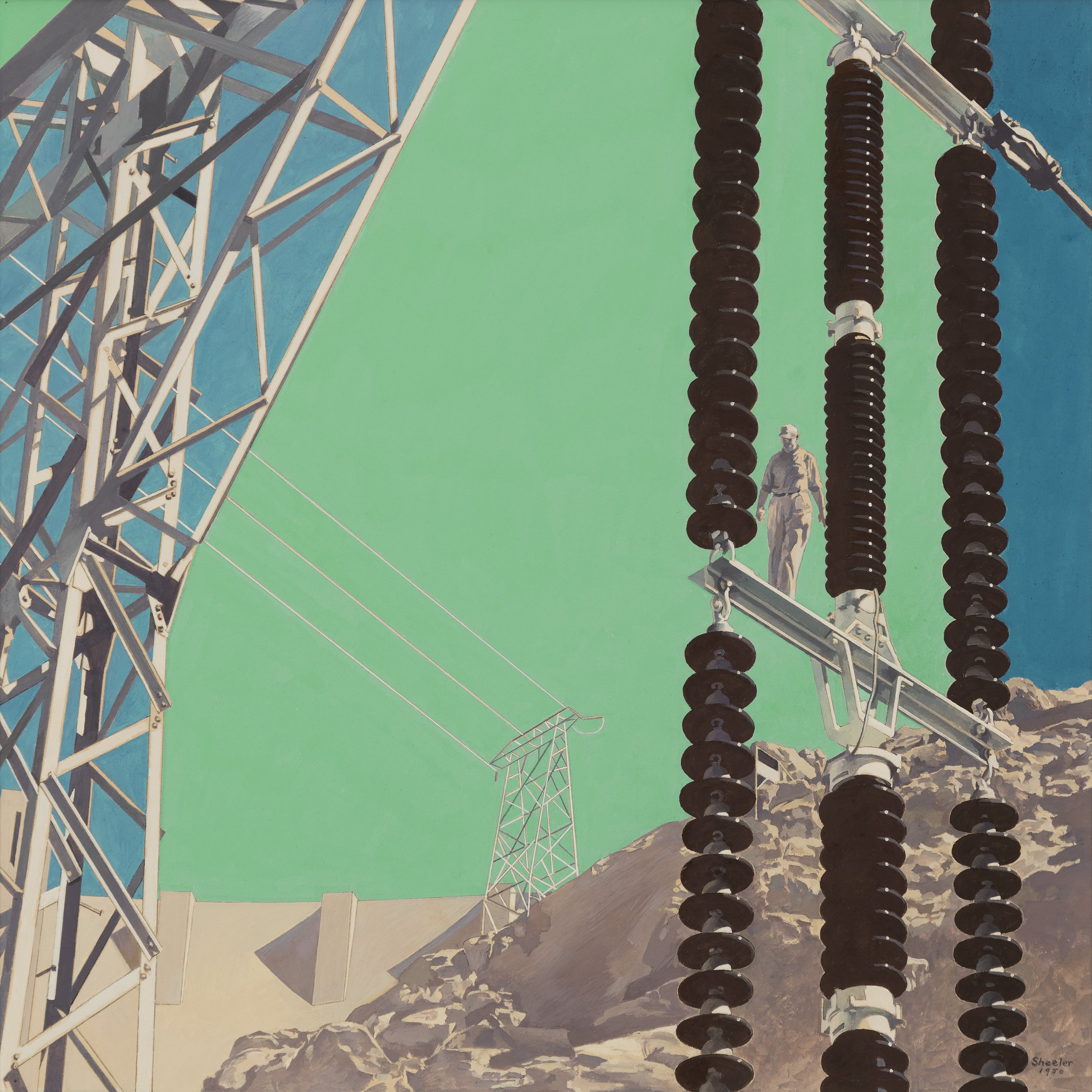 Halpert &amp; Sheeler &lt;alt: Image of Hoover Dam with man and sky of three different blues &lt;/&gt;