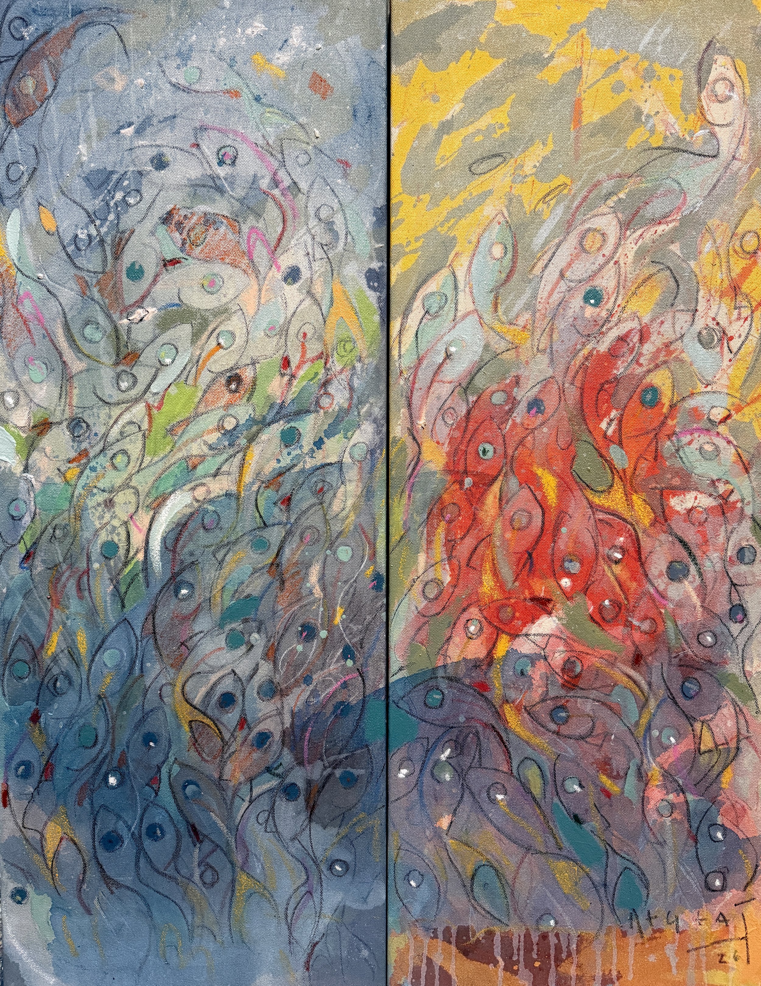 TIM JAEGER, LULL
Diptych, 36" x 18", acrylic + oil on canvas, 2026
available