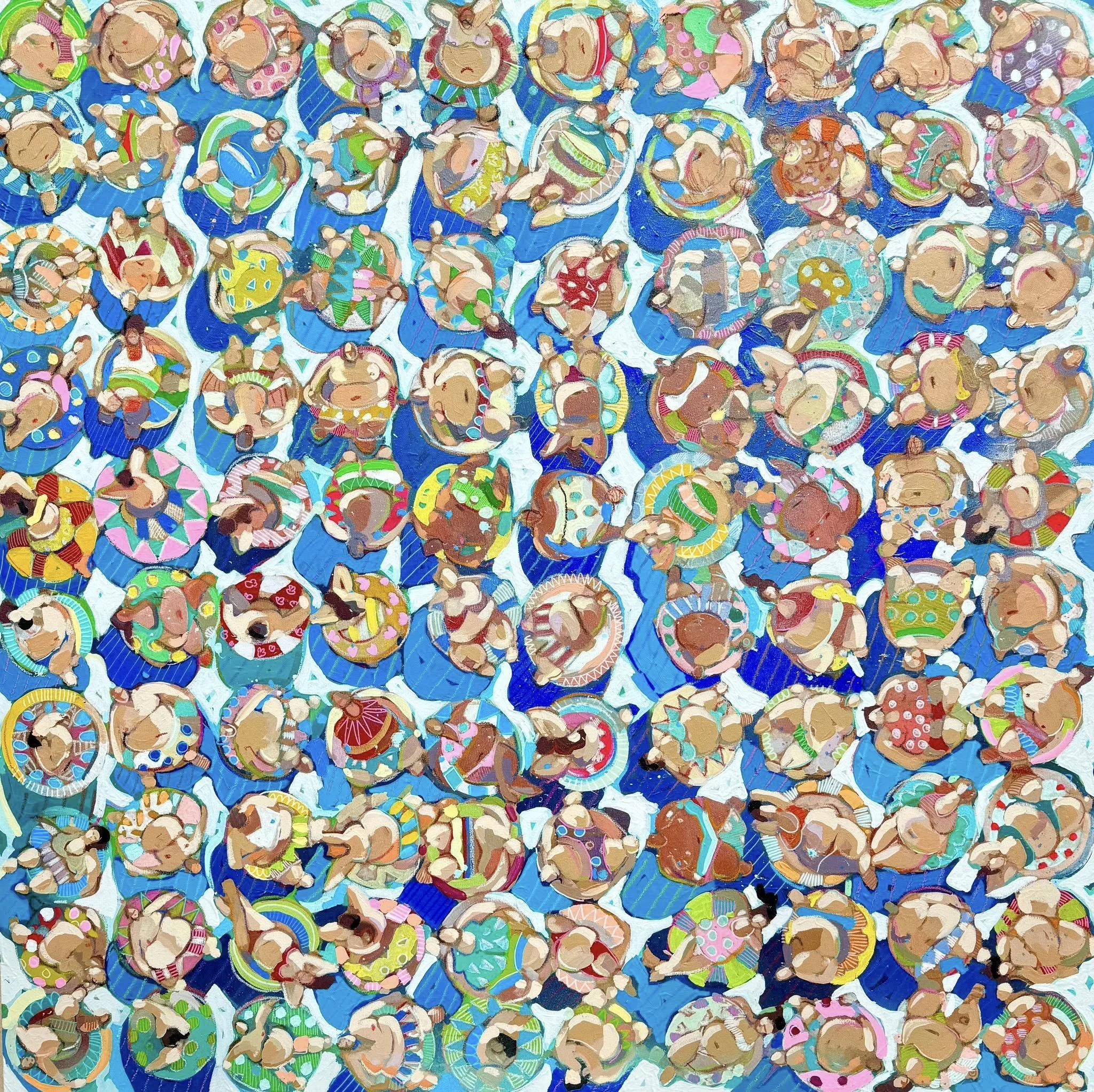 TIM JAEGER, MELON MOODS, 2025, 60" x 60", acrylic + oil on canvas, private collection