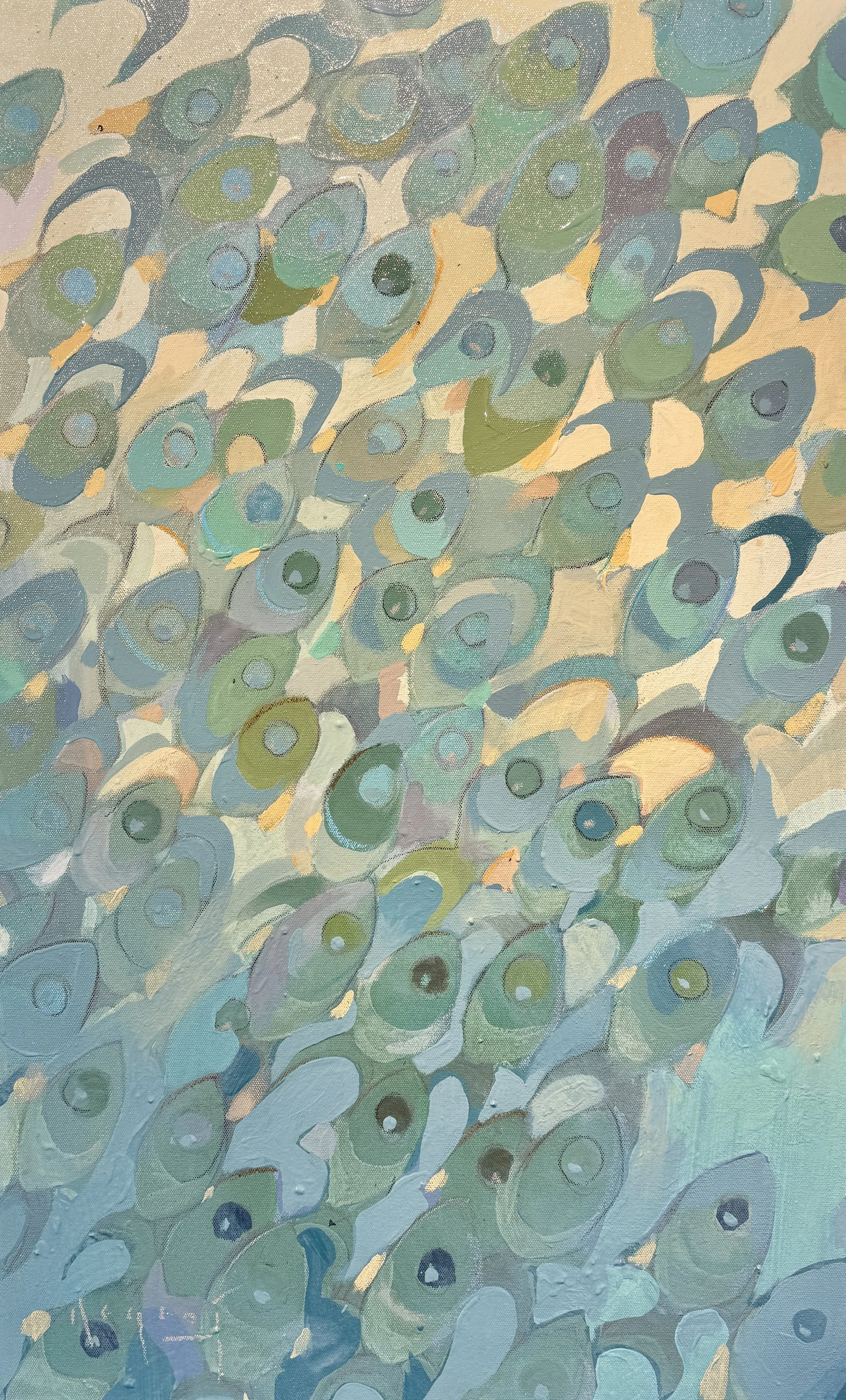 TIM JAEGER, COOL CASCADE, 2026, oil + acrylic on canvas, 36” x 22”, available @ 502 Gallery, Sarasota, FL