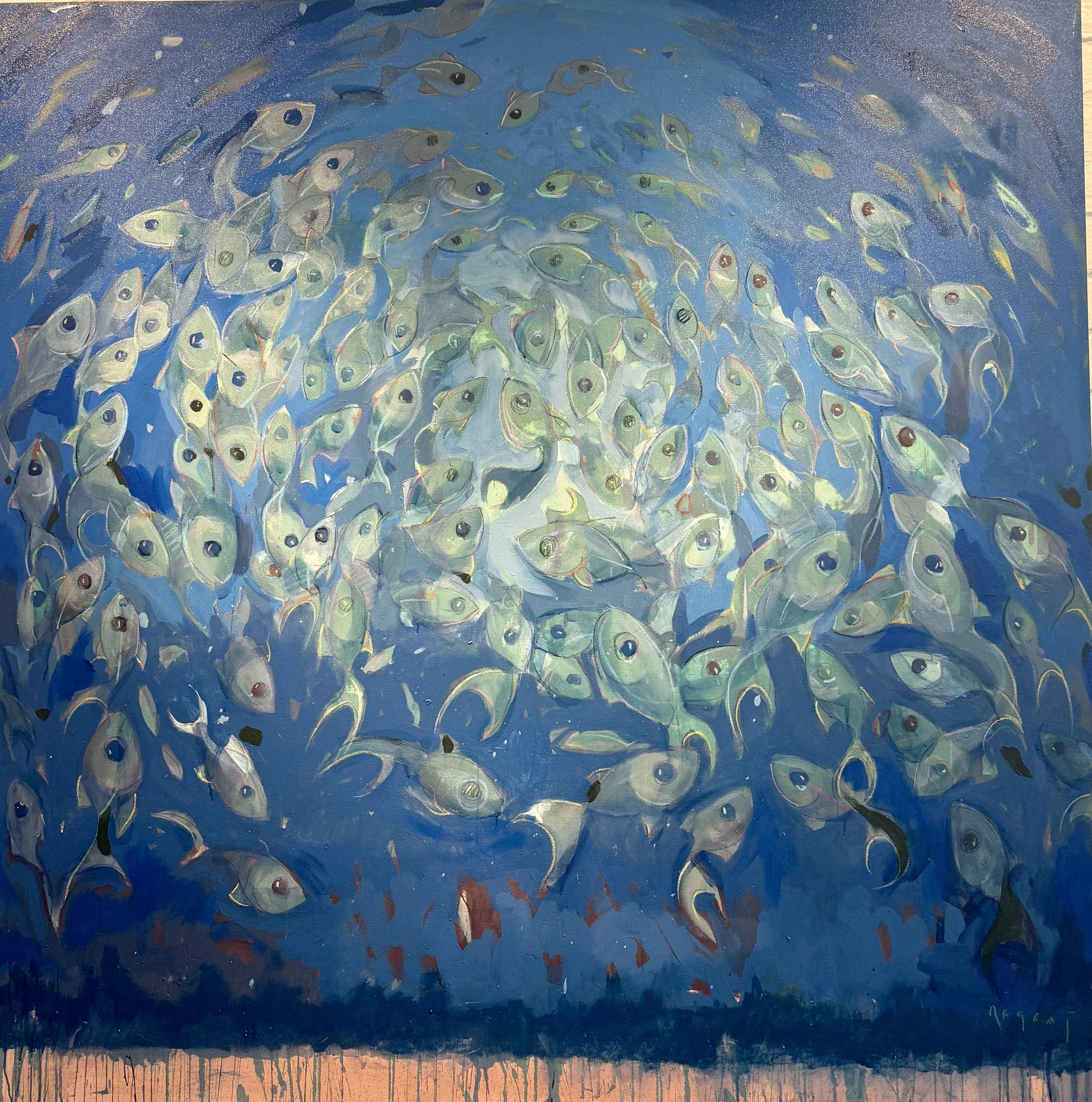 TIM JAEGER, BUDD BLUES, 2026, oil + acrylic on canvas, 72” x 72”, available @ 502 Gallery, Sarasota, FL