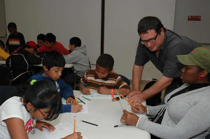 Matthew Passmore of REBAR engage with students
