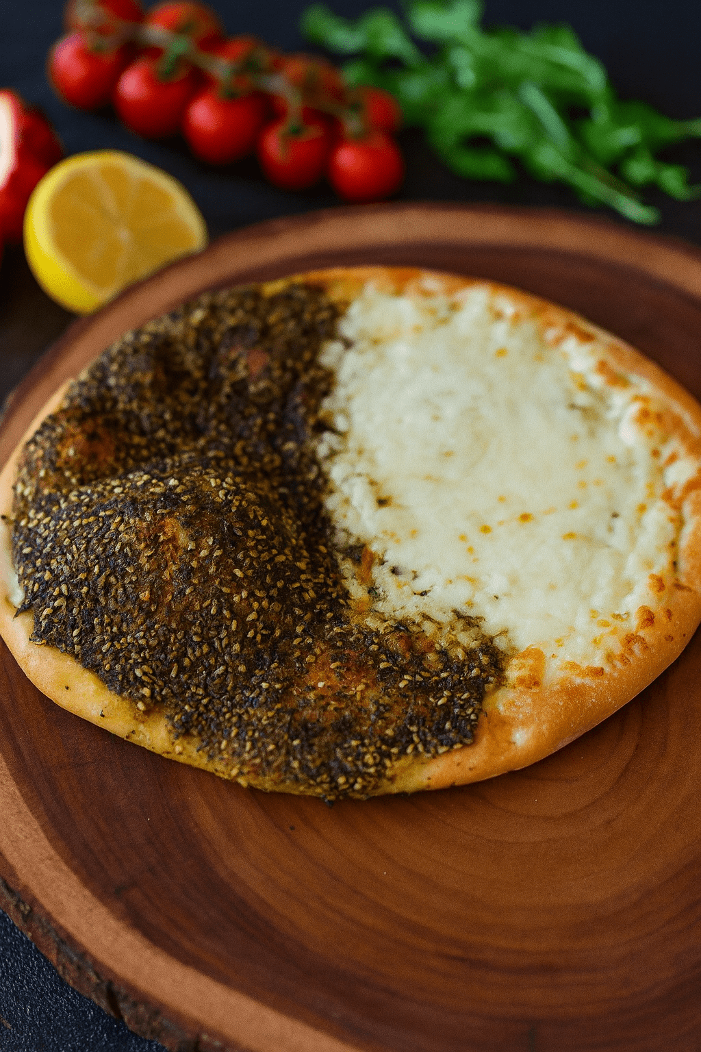 ZAATAR & CHEESE MANOUSHEh (V)