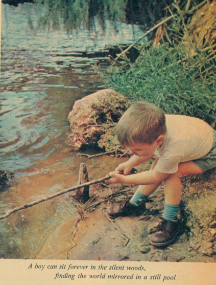 Carson's grandnephew Roger. Part of a piece called "How To Teach Your Child Wonder" that Carson penned for Woman's Home Companion in 1956.