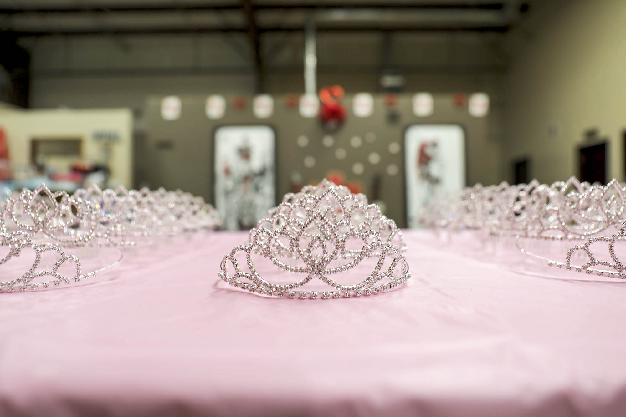  Tiaras are displayed before the special needs gala for teens, kids and adults begins. Each person upon arrival is named king and queen. 