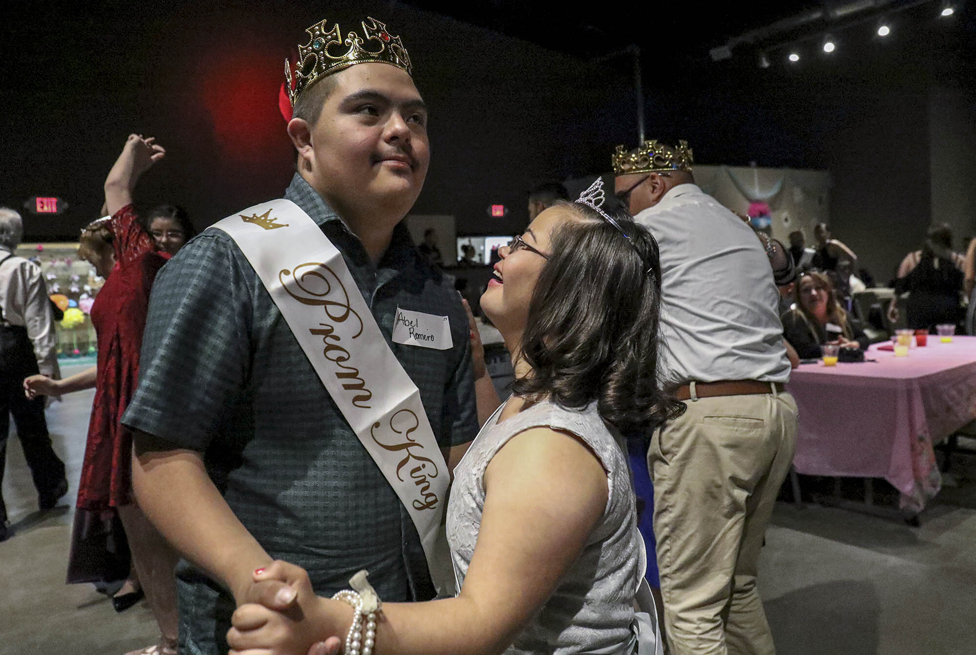  Abel Romero 21, dances with his friend Faith Romero 19, who are both students at Pojoaque High School and who drove to Santa Fe to attend the event. /Shot for  The Santa Fe New Mexican   