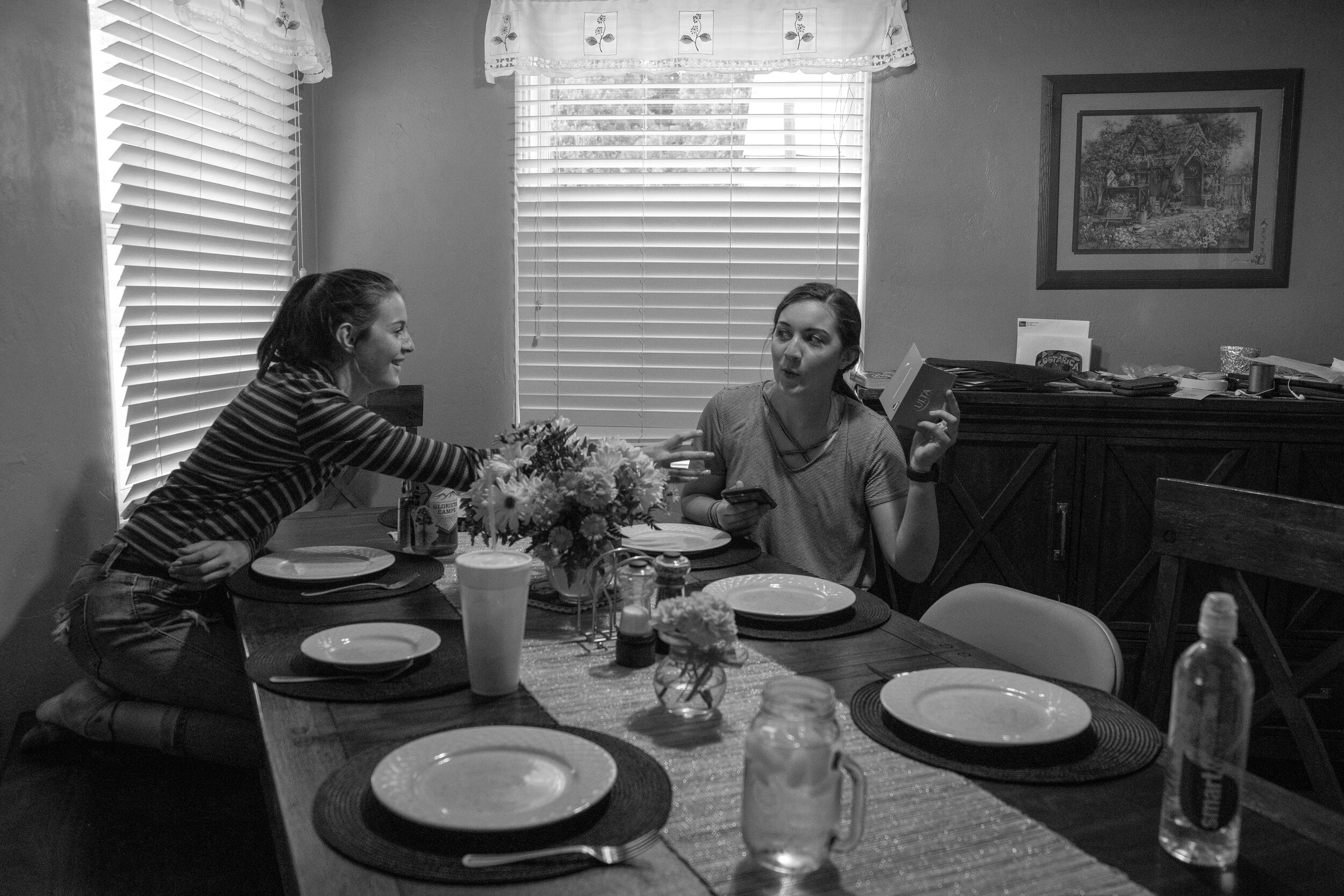  Sierra teases her younger sister Daniella before dinner by taking away her birthday present. The family celebrated an early birthday dinner for Daniella while her oldest sisters were still in town. 