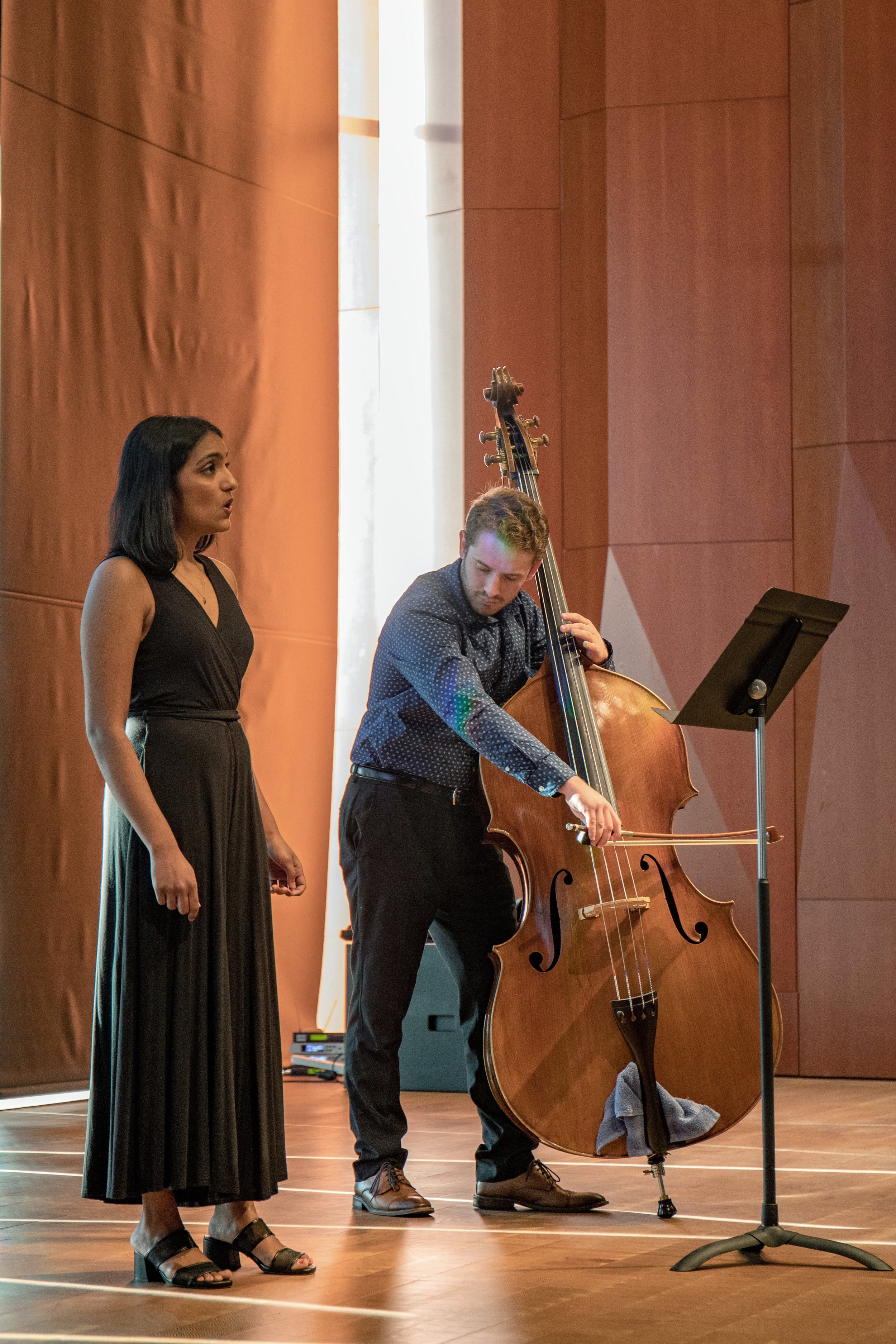  Nivi Ravi and Ryan Cohen, first year medical students perform 'In Paradisum' and 'Swing Low Sweet Chariot,' for the audience and as a tribute to the individuals that donated their bodies for science. As Professor Bernd stated in her opening remarks 