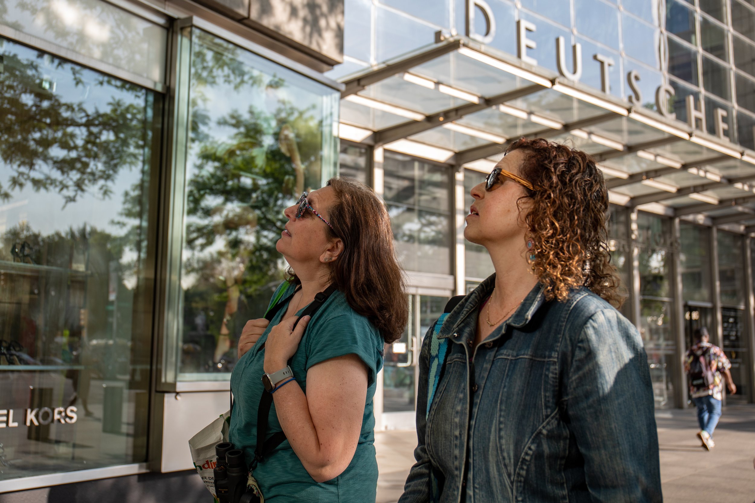  Winkler and Lincks walk around their Columbus Circle route to locate and report any injured or dead birds. They often look up to see if any birds have landed on awnings or other parts of buildings infrastructure.  