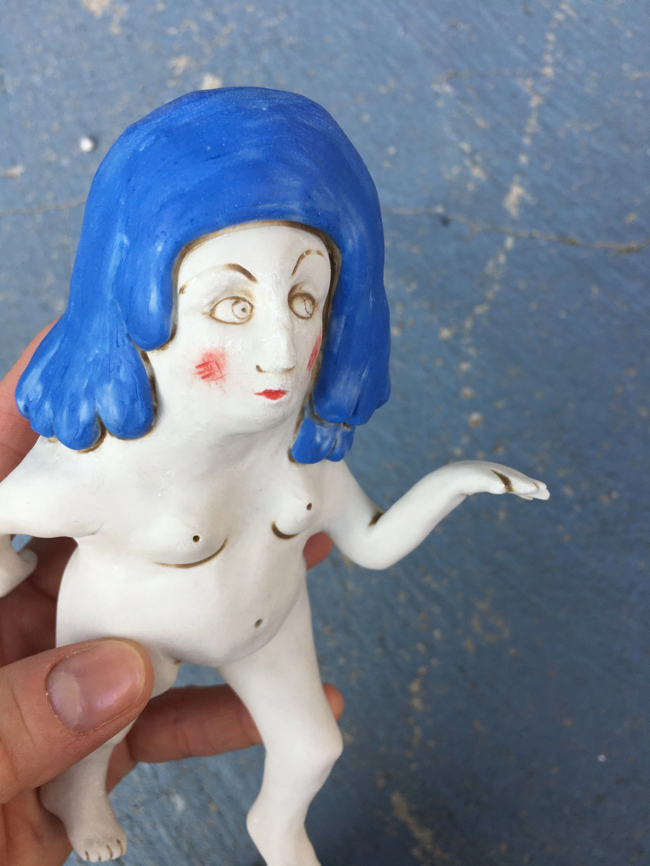 Blue Voynich Nymph (glaze firing)