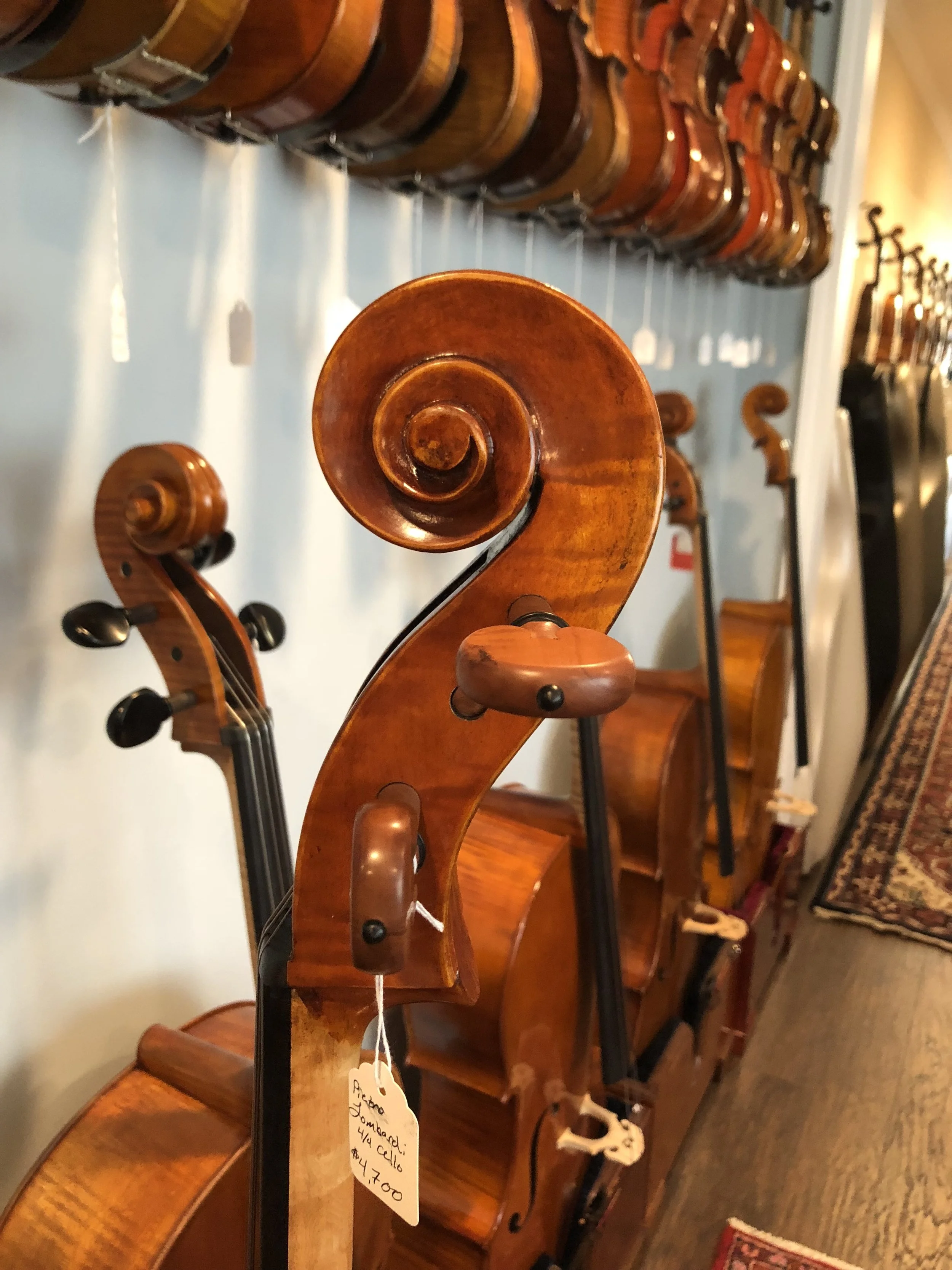 Tulsa Strings Violin Shop - Pietro Lombardi Cello Scroll.jpg