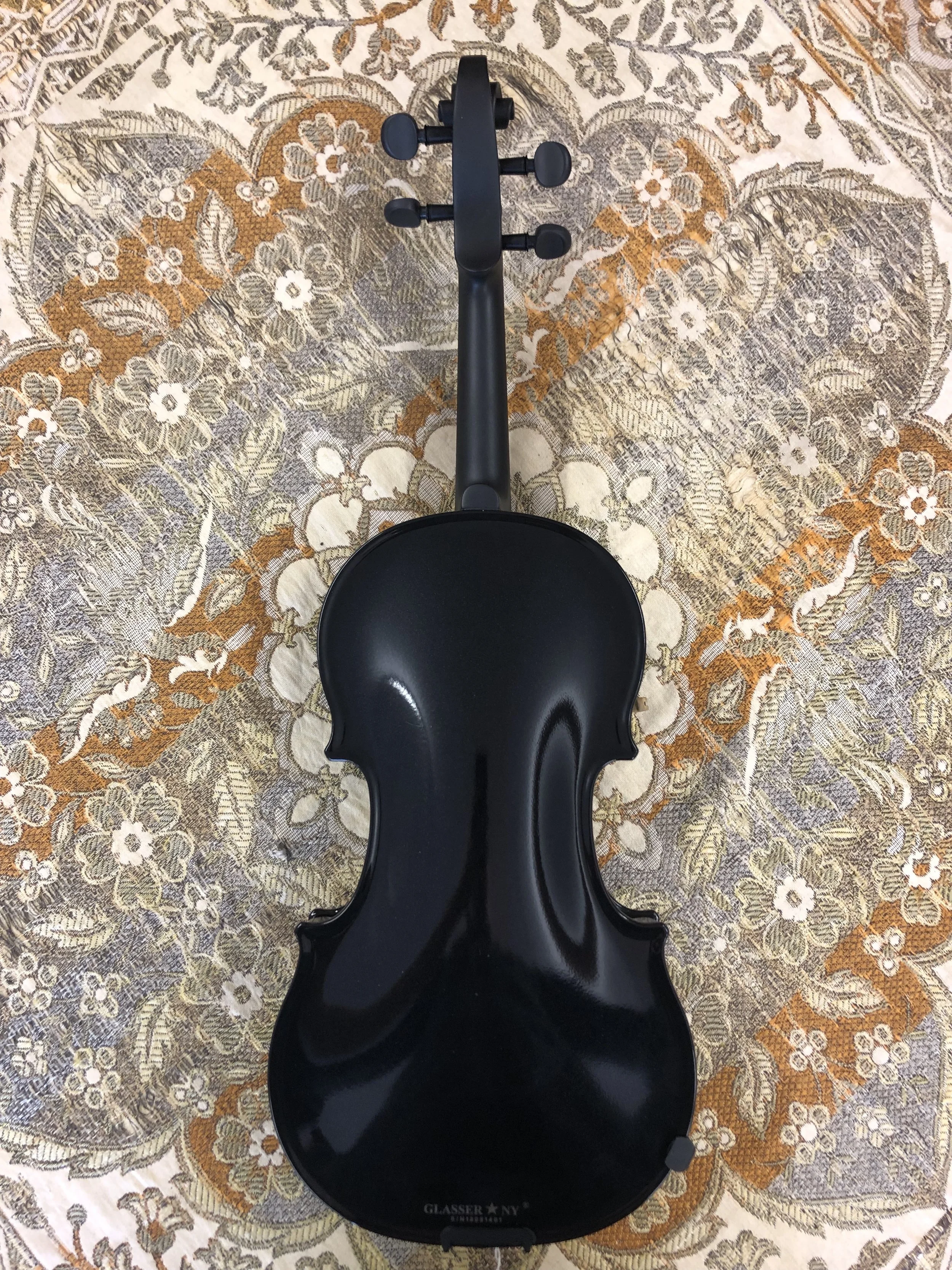 Tulsa Strings Violin Shop - Glasser NY Acoustic:Electric 4-String Violin Black Back.jpg