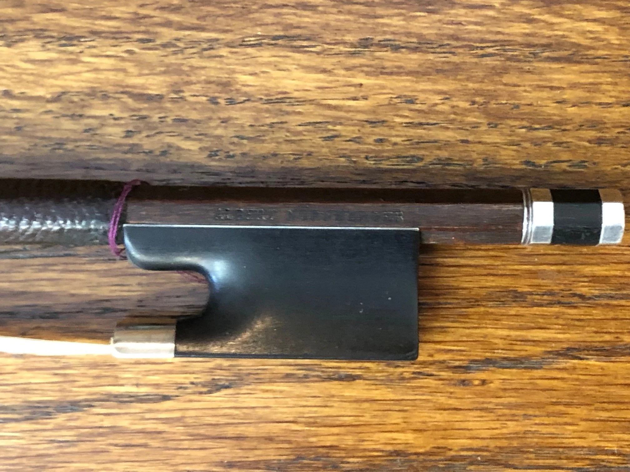 Tulsa Strings Violin Shop - Albert Nurnberger Violin Bow Frog Close Up.jpg