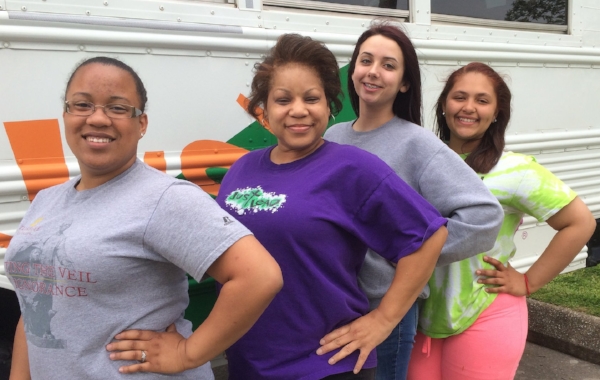 Emerald Youth volunteer Daphne Winston, second from left.