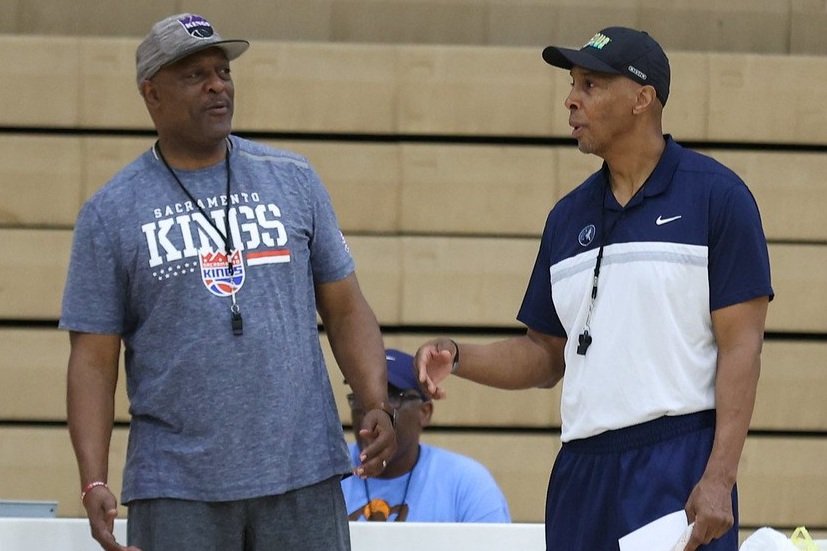 Sanford Miller, Sr., left, with longtime friend and NBA coach Elston Turner, at Elston's annual summer basketball camp.