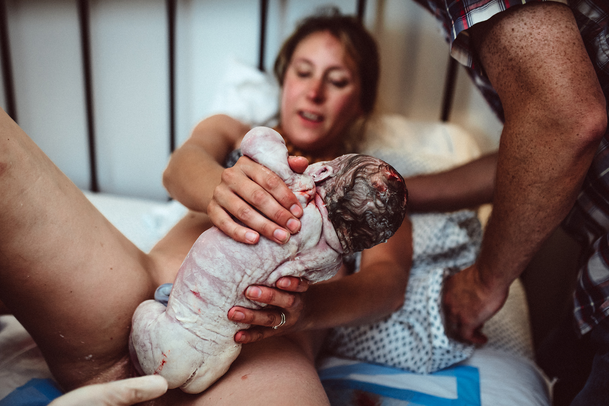 Mother catches baby