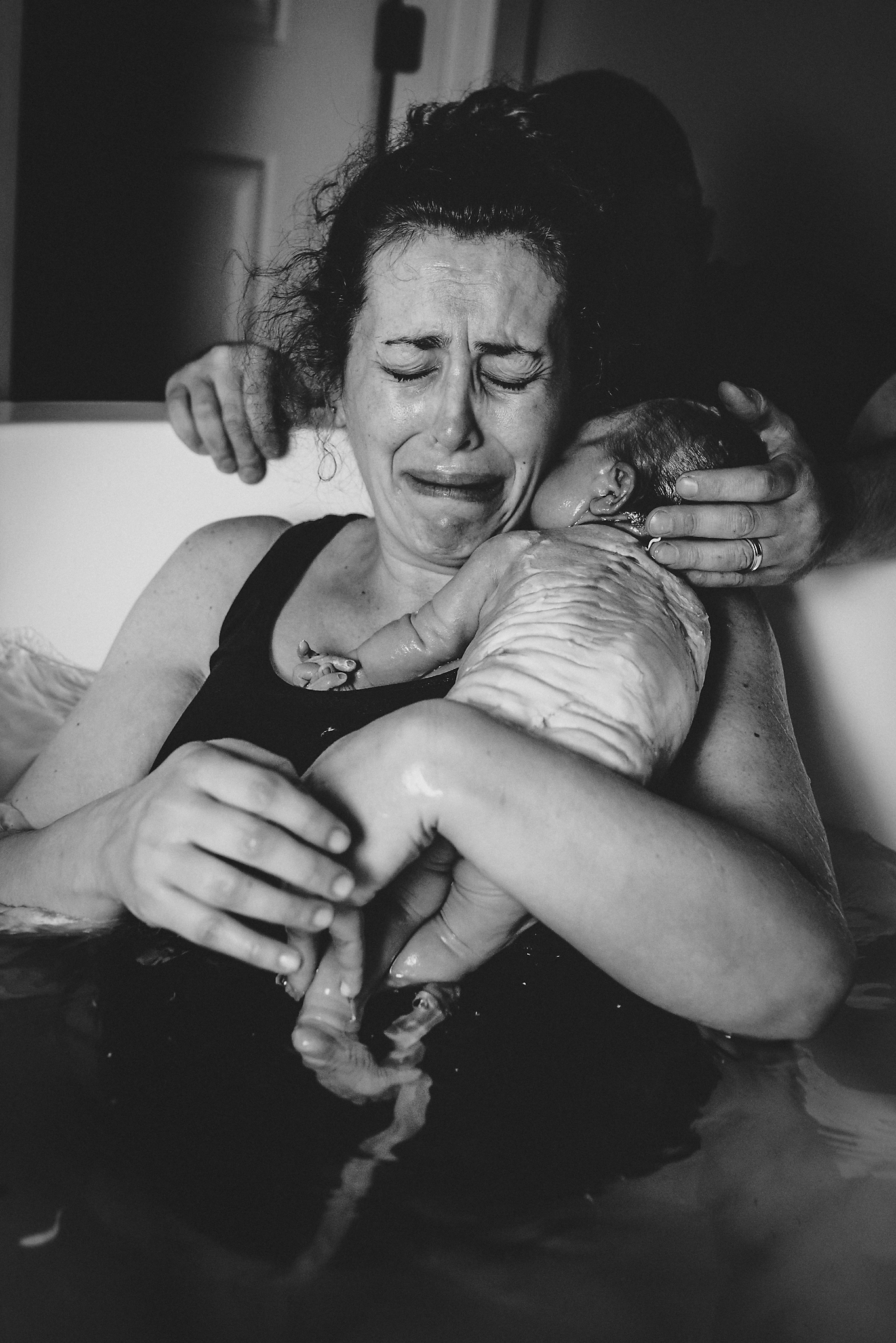 Mother emotional after water birth