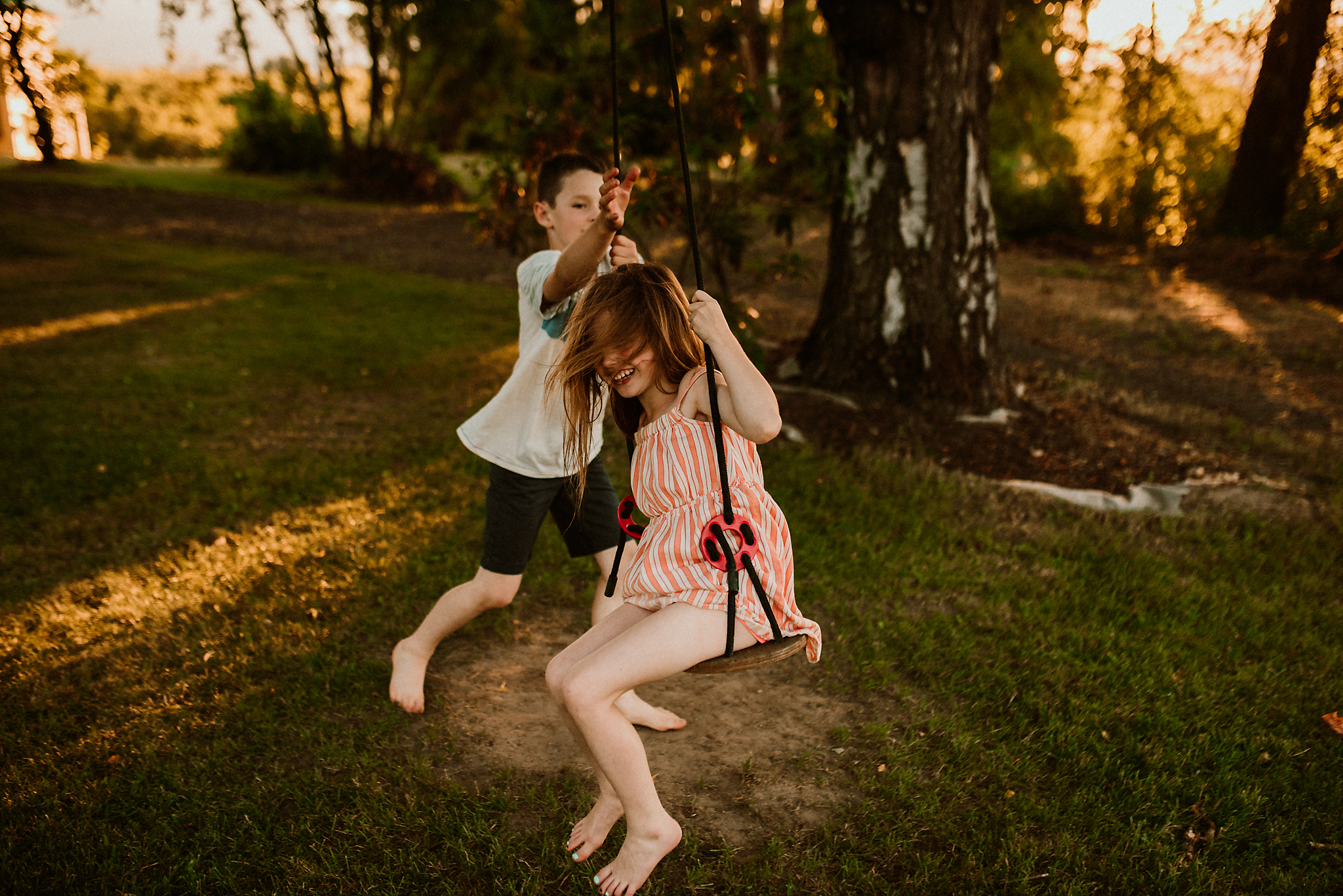 Kids on swing